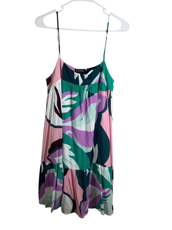 MINKPINK Dresses & Skirts - Minkpink Abstract Print Spaghetti Strap Dress - Pink & Green